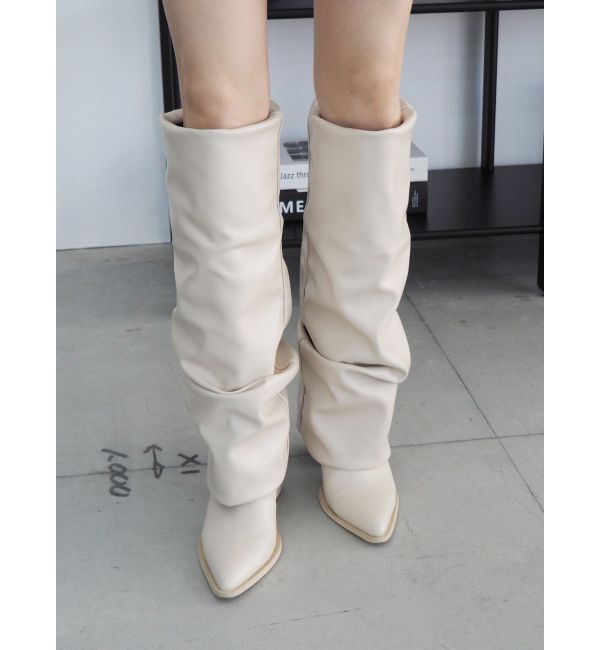 EVRIS「スラウチロングブーツ」|ロングブーツ|アイボリー