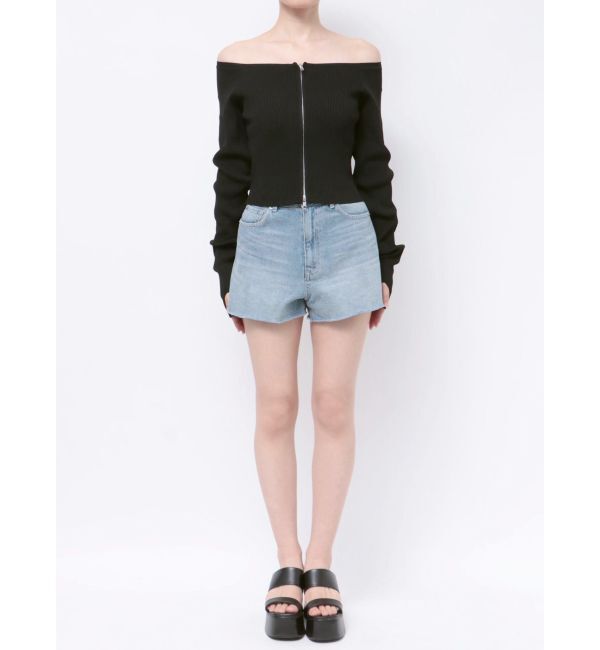 EVRIS「【WEB限定】フロントジップオフショルニット」|ニット・セーター|