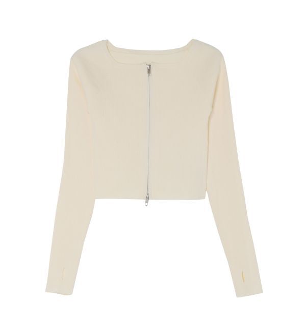 EVRIS「【WEB限定】フロントジップオフショルニット」|ニット・セーター|