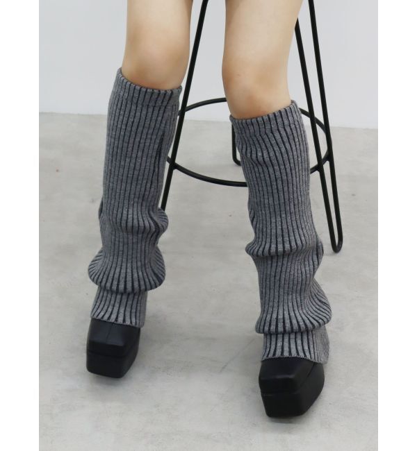 EVRIS「プレーティングリブレッグウォーマー」|レッグウォーマー|グレー