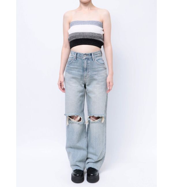 EVRIS「ダメージワイドデニムパンツ」|デニム|