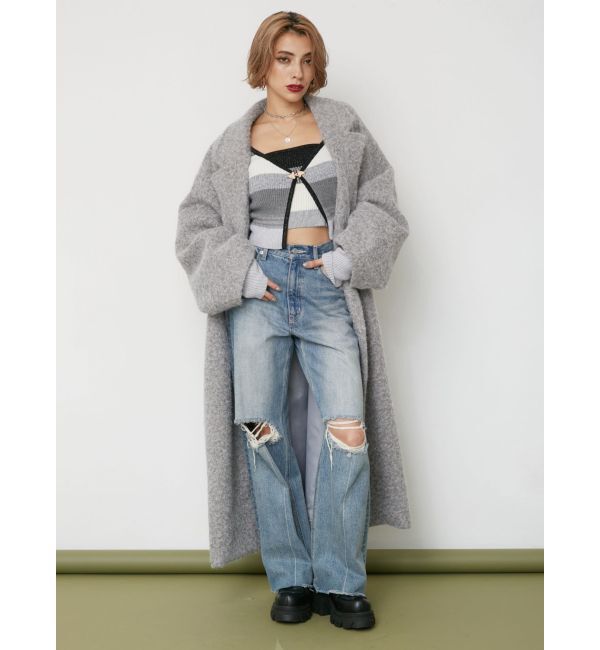 EVRIS「ダメージワイドデニムパンツ」|デニム|