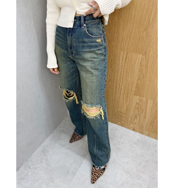 EVRIS「ダメージワイドデニムパンツ」|デニム|