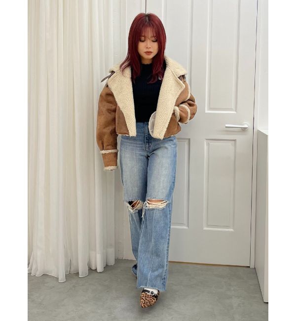 EVRIS「ダメージワイドデニムパンツ」|デニム|