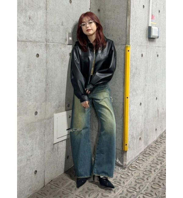 EVRIS「サイドカッティングレースワイドデニム」|デニム|