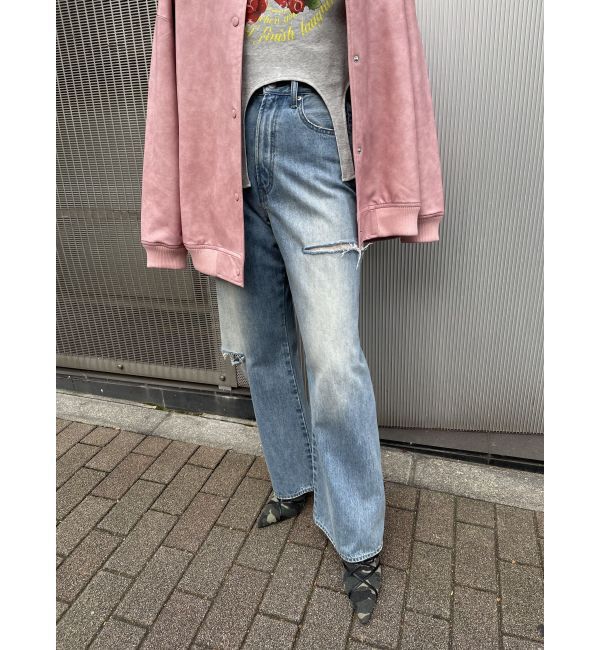 EVRIS「サイドカッティングレースワイドデニム」|デニム|