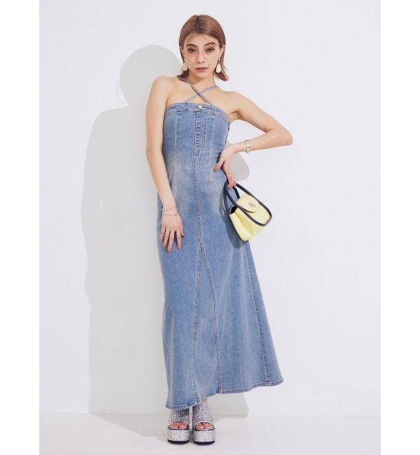 EVRIS「デニムベアロングワンピース」|ワンピース|