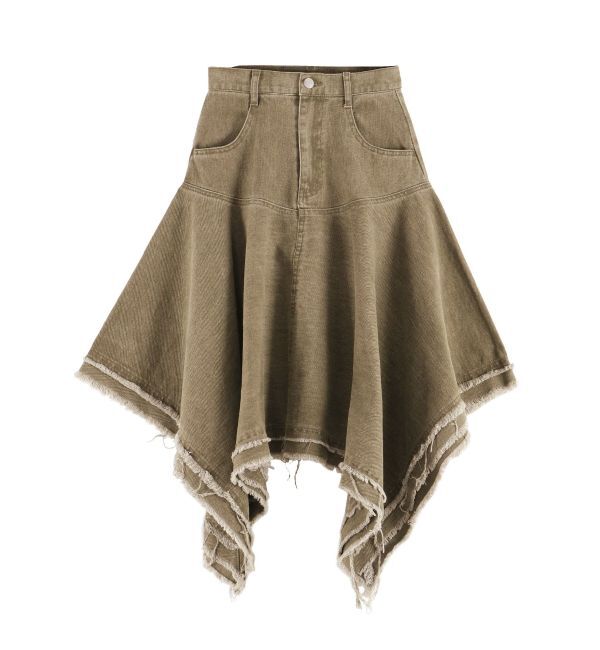EVRIS「ランダムヘムミディーデニムスカート」|スカート|
