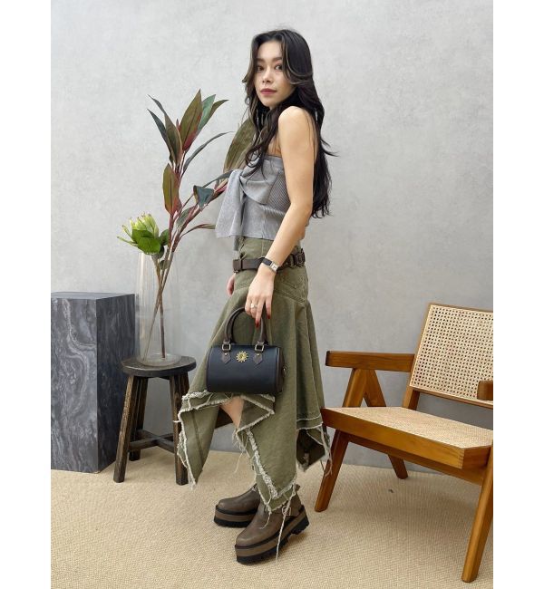 EVRIS「ランダムヘムミディーデニムスカート」|スカート|