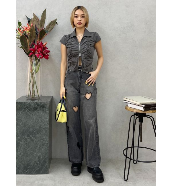 EVRIS「フロントジップシャーリングクロップドシャツ」|シャツ・ブラウス|