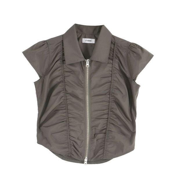 EVRIS「フロントジップシャーリングクロップドシャツ」|シャツ・ブラウス|