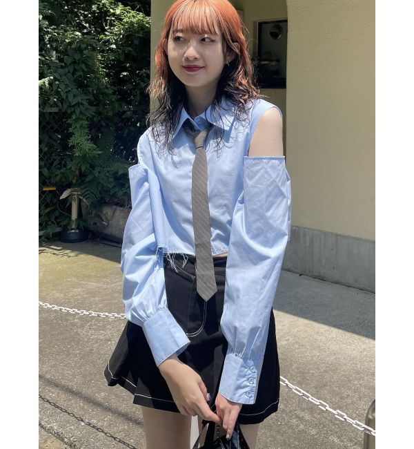 jouetie「オープンショルダータイシャツ」|シャツ・ブラウス|ブルー