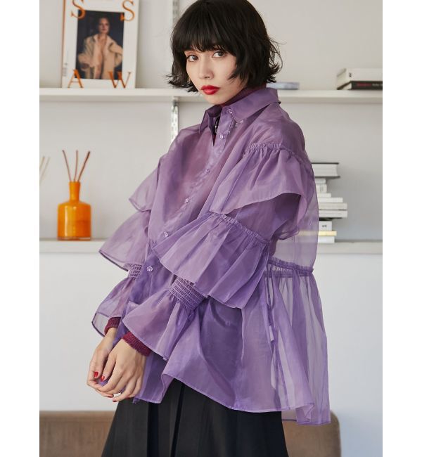 jouetie「シアーティアードフリルシャツ」|シャツ・ブラウス|パープル