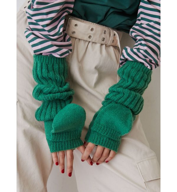 jouetie「ニットロンググローブ」|手袋|グリーン
