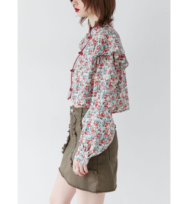 jouetie「ショルダーフリルショートチャイナシャツ」|シャツ・ブラウス|