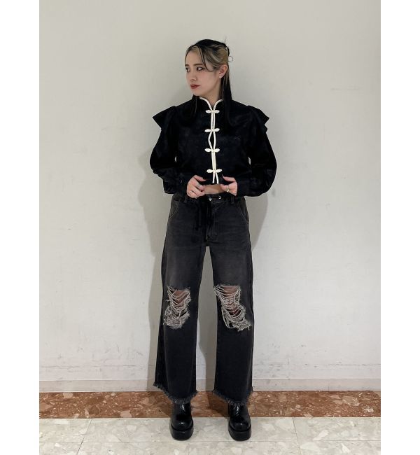 jouetie「ショルダーフリルショートチャイナシャツ」|シャツ・ブラウス|