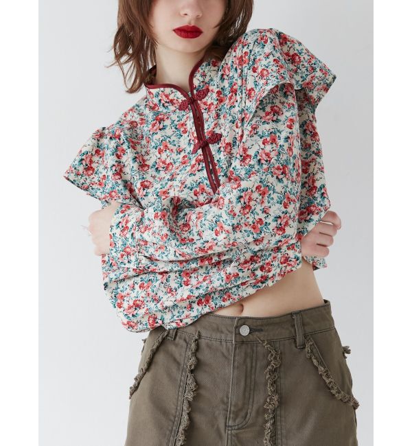 jouetie「ショルダーフリルショートチャイナシャツ」|シャツ・ブラウス|