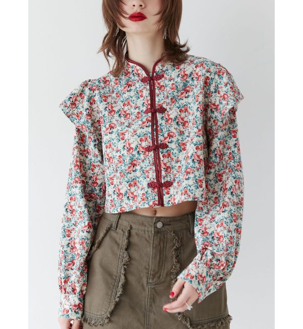 jouetie「ショルダーフリルショートチャイナシャツ」|シャツ・ブラウス|