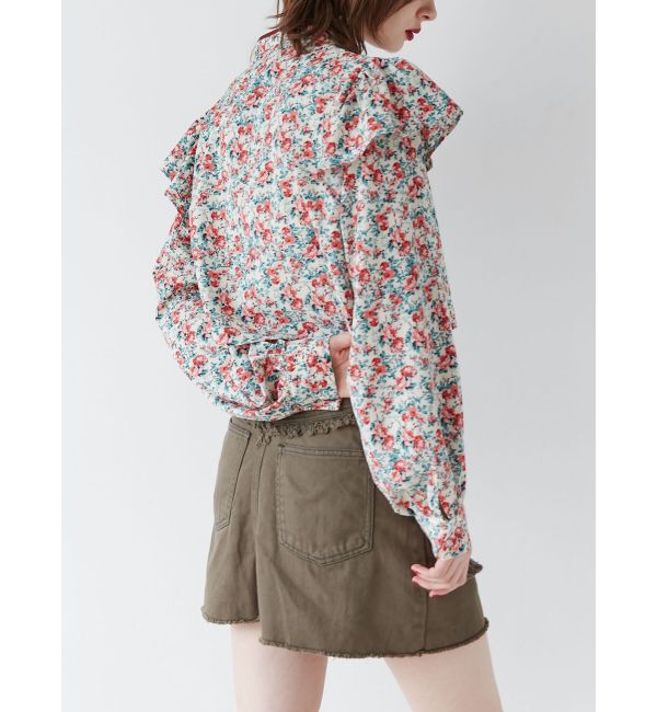 jouetie「ショルダーフリルショートチャイナシャツ」|シャツ・ブラウス|
