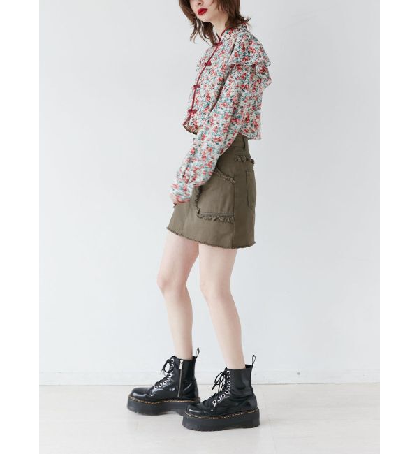 jouetie「ショルダーフリルショートチャイナシャツ」|シャツ・ブラウス|