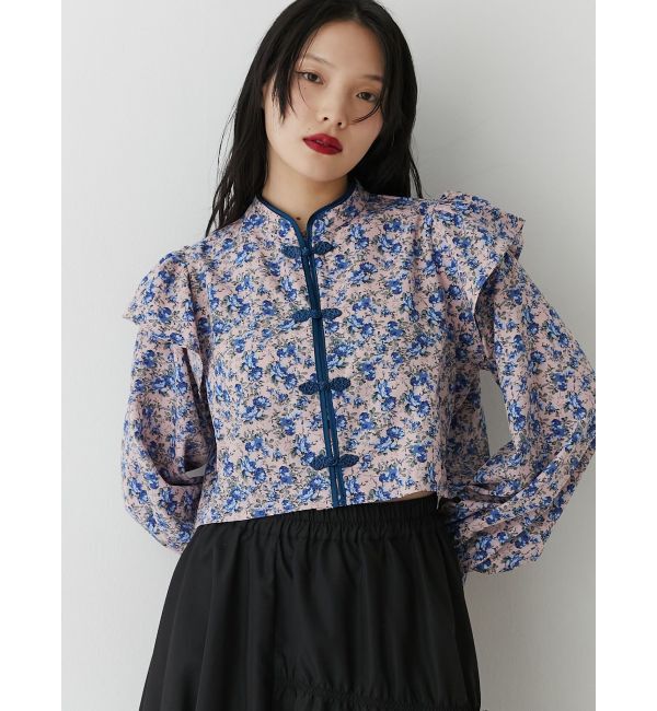 jouetie「ショルダーフリルショートチャイナシャツ」|シャツ・ブラウス|