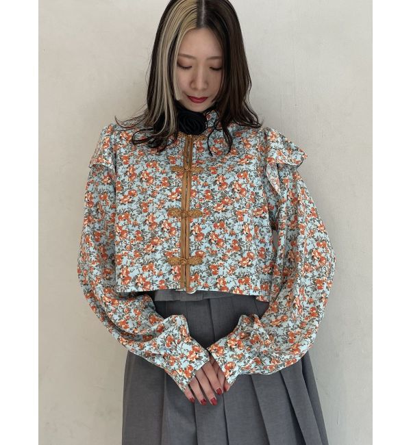 jouetie「ショルダーフリルショートチャイナシャツ」|シャツ・ブラウス|