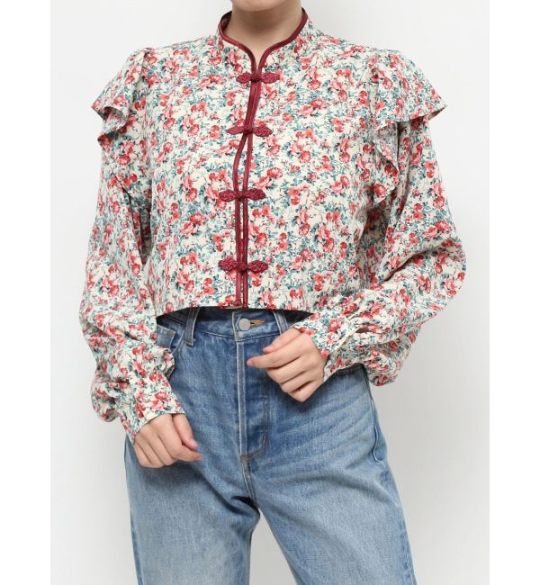 jouetie「ショルダーフリルショートチャイナシャツ」|シャツ・ブラウス|