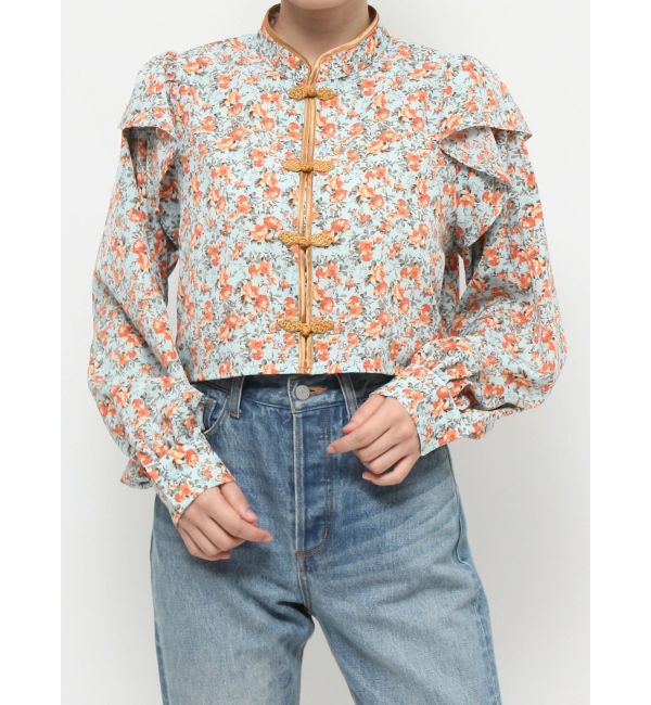 jouetie「ショルダーフリルショートチャイナシャツ」|シャツ・ブラウス|