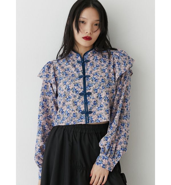 jouetie「ショルダーフリルショートチャイナシャツ」|シャツ・ブラウス|