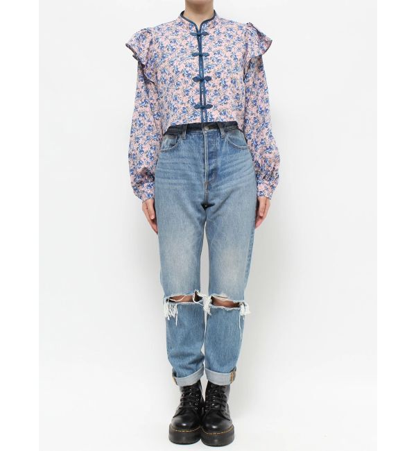 jouetie「ショルダーフリルショートチャイナシャツ」|シャツ・ブラウス|