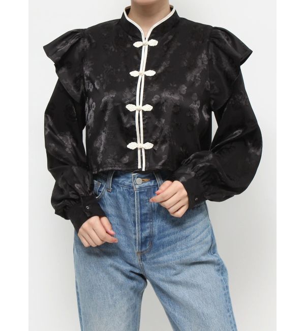 jouetie「ショルダーフリルショートチャイナシャツ」|シャツ・ブラウス|