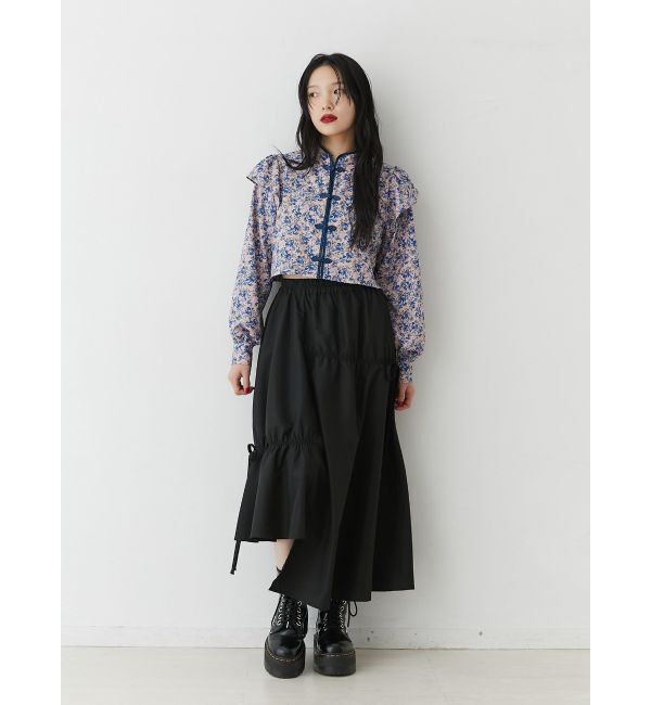 jouetie「ショルダーフリルショートチャイナシャツ」|シャツ・ブラウス|