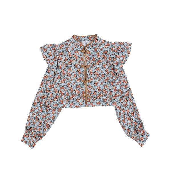 jouetie「ショルダーフリルショートチャイナシャツ」|シャツ・ブラウス|ブルー