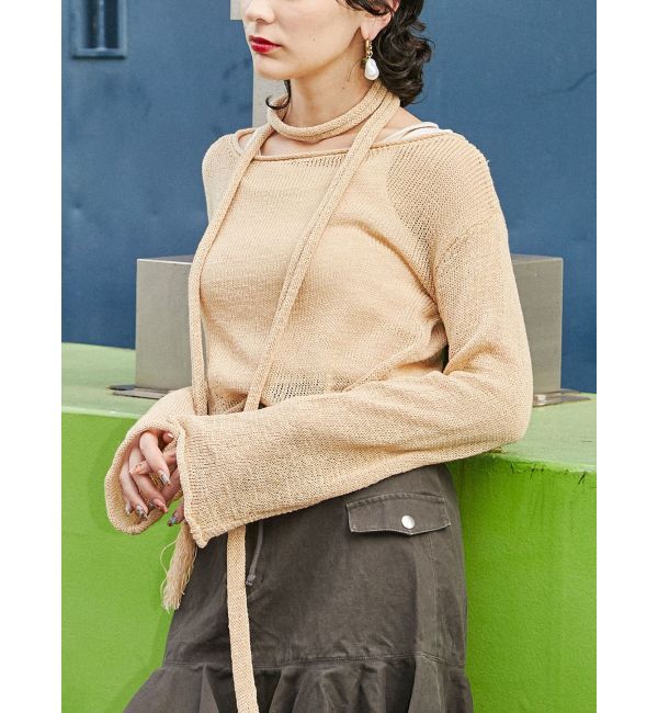 jouetie「ストールシアーニット」|ニット・セーター|ベージュ