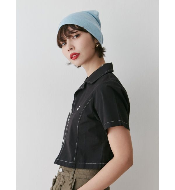 jouetie「カラーステッチコンパクトZIPシャツ【セットアップ対応】」|シャツ・ブラウス|