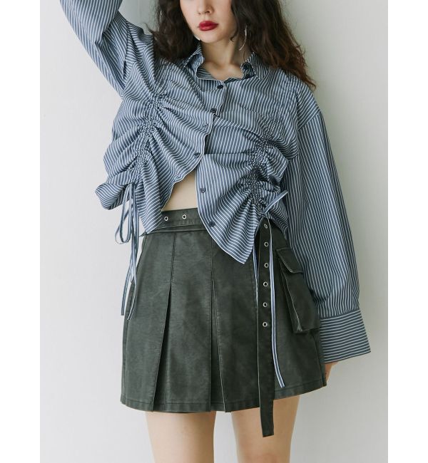 jouetie「リボンギャザーシャツ」|シャツ・ブラウス|ネイビー