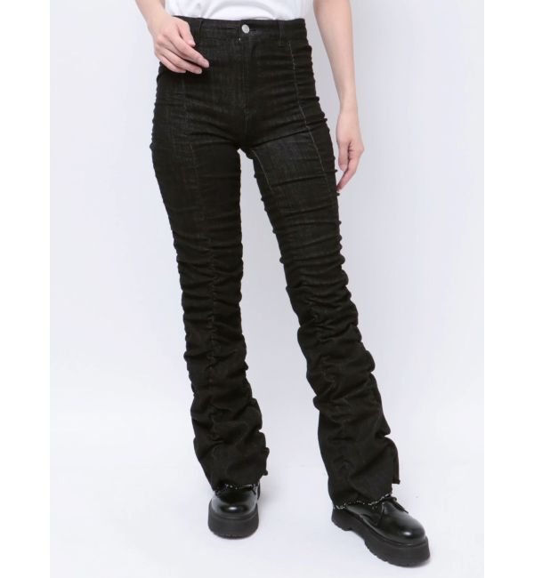 jouetie「ギャザーフレアパンツ」|デニム|