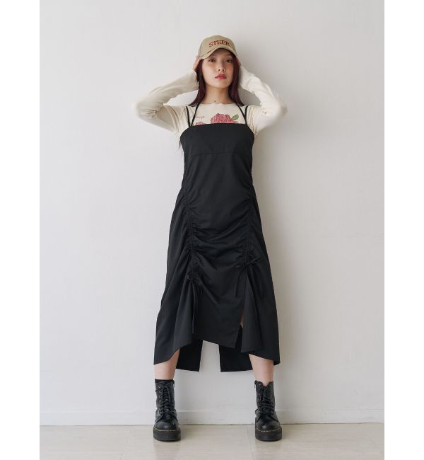 jouetie「イレギュラーギャザーキャミワンピース」|ワンピース|ブラック