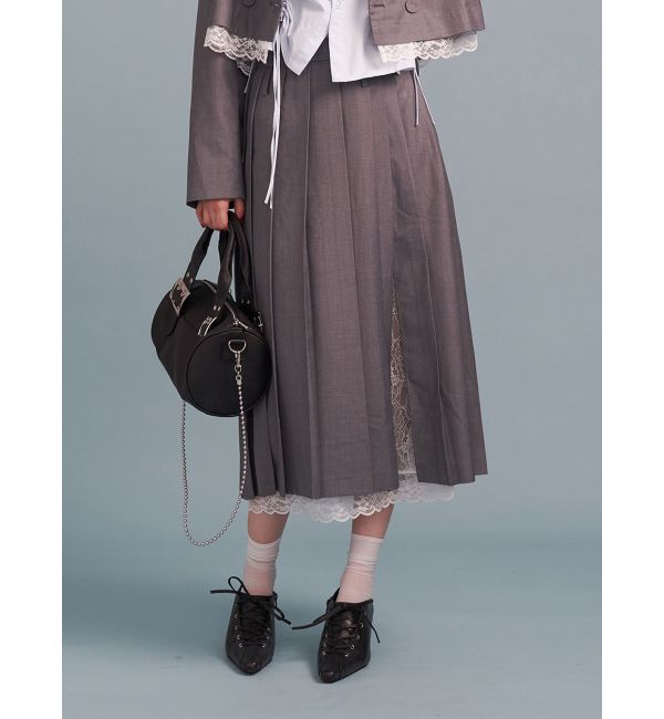 jouetie「ベルトヘムレースプリーツスカート【セットアップ対応】」|スカート|グレー