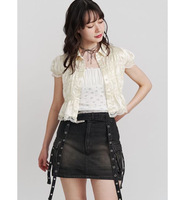 jouetie「サテンギャザーブラウス」|シャツ・ブラウス|