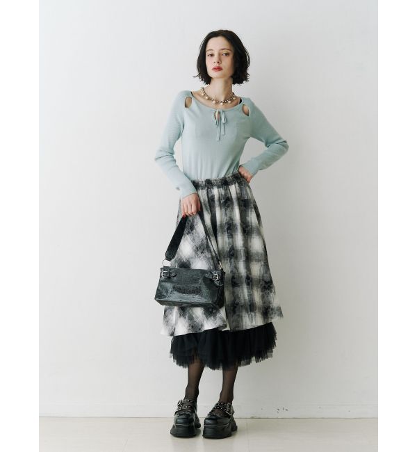 jouetie「チュールリバーシブルチェックフレアスカート」|スカート|