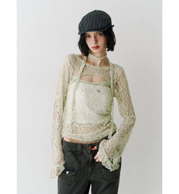 jouetie「カットアウトレーストップス」|Tシャツ・カットソー|ミントグリーン