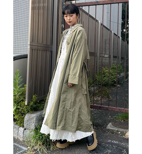 merry jenny「ギャザーウインドウトレンチコート」|トレンチコート|グリーン