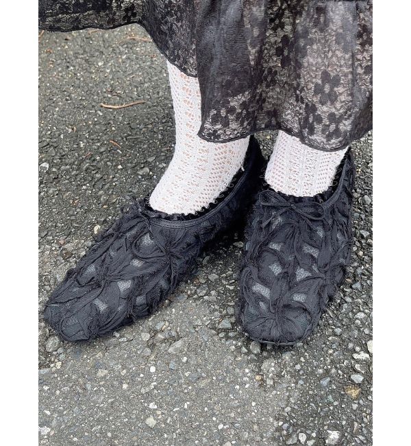 merry jenny「チュールサテンフラットシューズ」|その他|ブラック