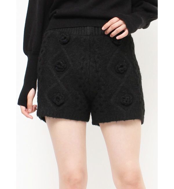 merry jenny「flowerニットショートパンツ」|その他|ブラック