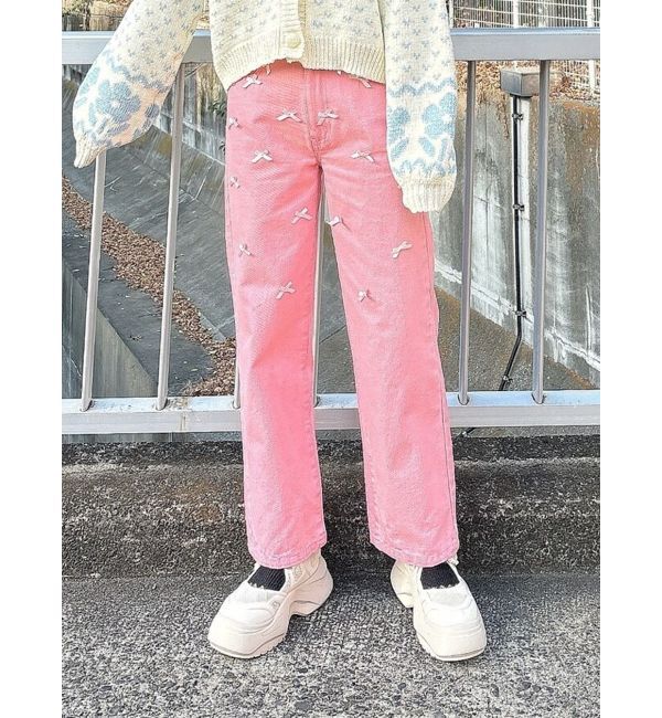 merry jenny「petit ribbonデニムパンツ」|デニム|ピンク