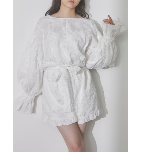 merry jenny「fluffy flower ミニオールインワン」|オールインワン|オフホワイト