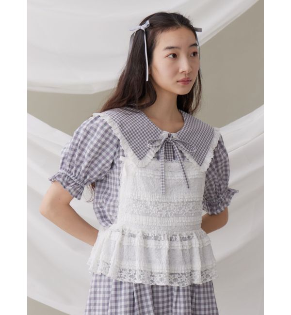 merry jenny「ギンガムリボンブラウス」|シャツ・ブラウス|