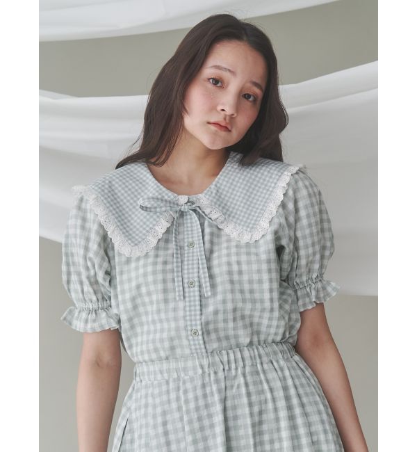 merry jenny「ギンガムリボンブラウス」|シャツ・ブラウス|
