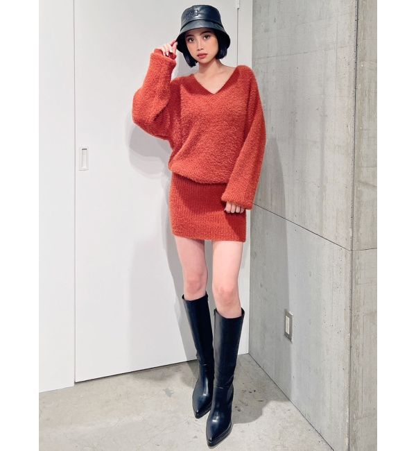 GYDA「Vネック シャギーニットワンピース」|ワンピース|